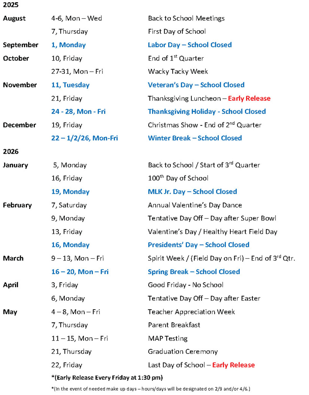 2024-2025 Calendar